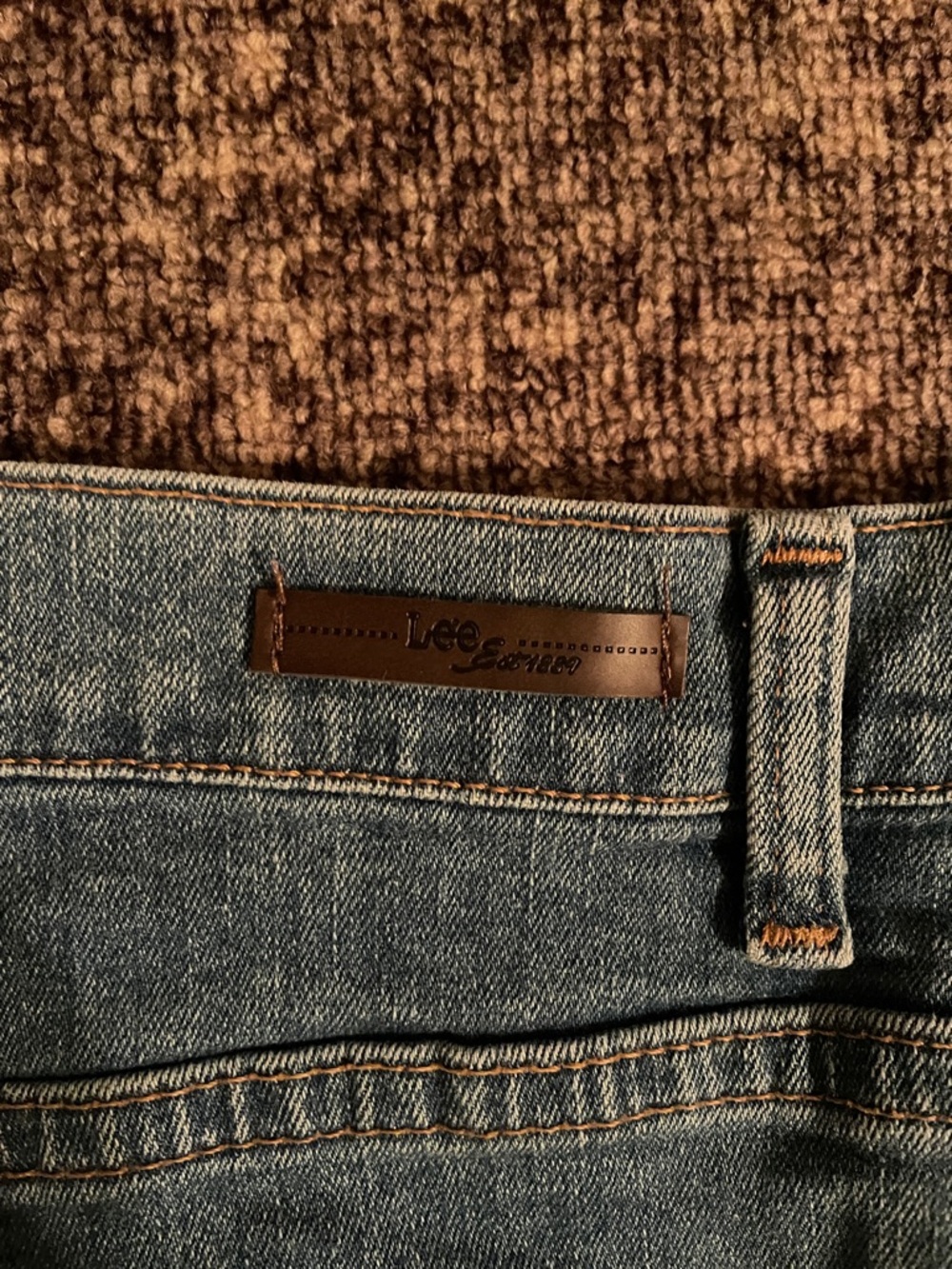 Lee Blue Jeans with Brown Leather Logo Patch